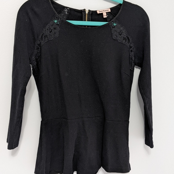 JUICY COUTURE - Black Peplum Lace Top - Picture 2 of 7